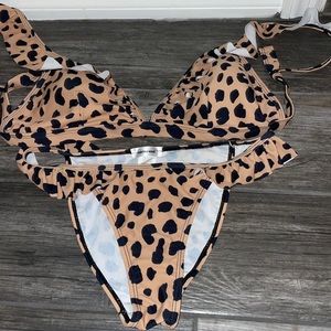 cheetah print women swim suit